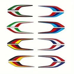 2PCS 3D Creative Metal New Car Leaf Plate Symmetrical German Italian French Color Tail Label Decorative Sticker Car Accessories