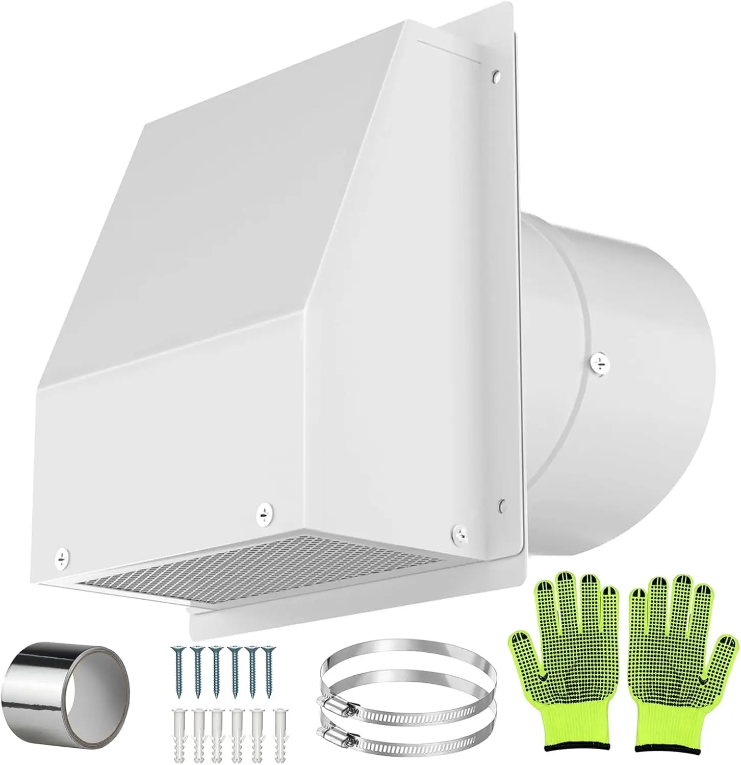 

10 Inch Galvanized Steel Wall Vent Cover with Damper, Easy Clean Screen for Dryer and Range Hood