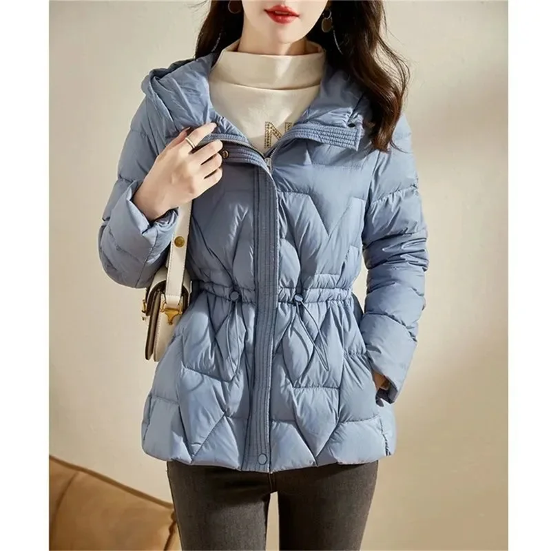 Lightweight Cotton Clothing Women\'s Short 2022 New Solid Color Fashion Baseball Uniform Hooded Waist Autumn And Winter Jacket