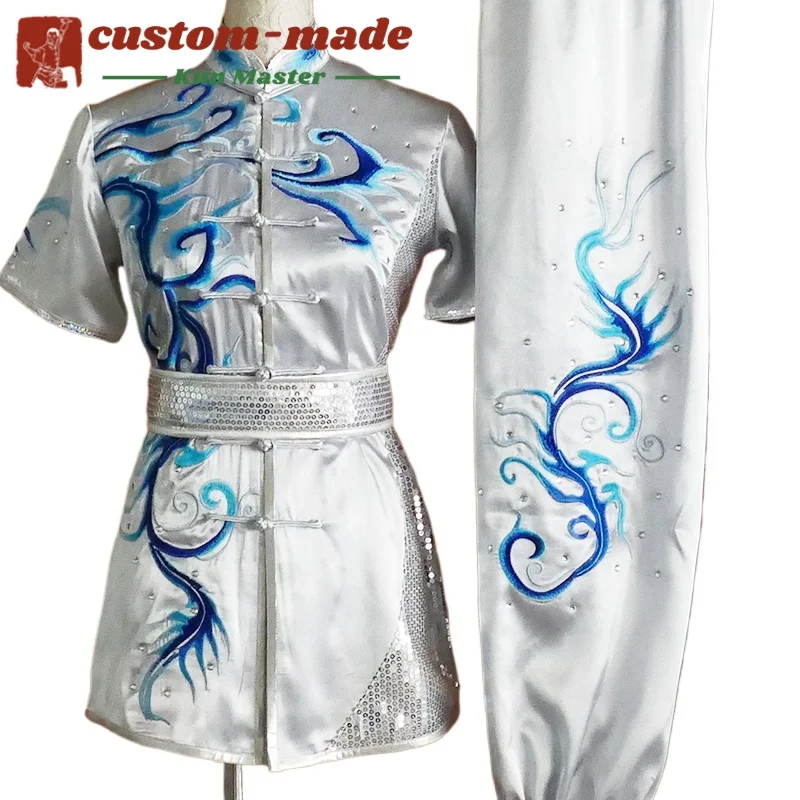 Custom Tailored Kung Fu Long Fist and Tai Chi Martial Arts Uniform for Competition Embroidered Auspicious Clouds Clothes