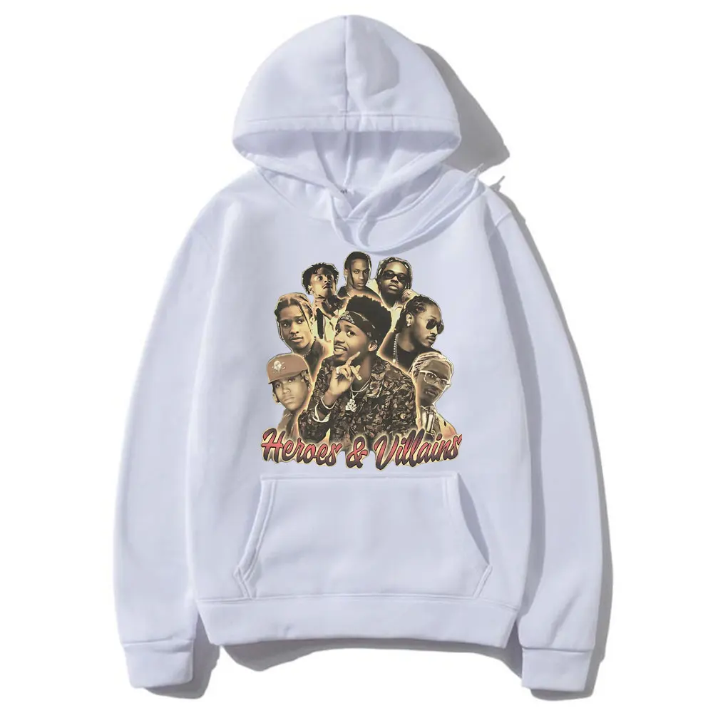 Rapper Metro Boomin Heroes & Villains Oversized Graphic Hoodie Men Hip Hop Vintage Streetwear Male Casual Long Sleeve Sweatshirt