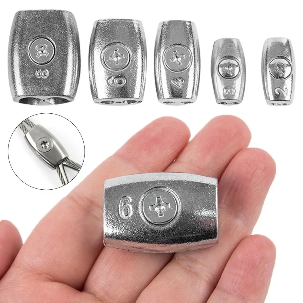 1Pc Silver 2/3/4/6/8mm Wire Rope Sleeve Fixing Clip Grip Clamp Cable Clip Double Hole Hardware Wire Ferrules Steel Wire Rope