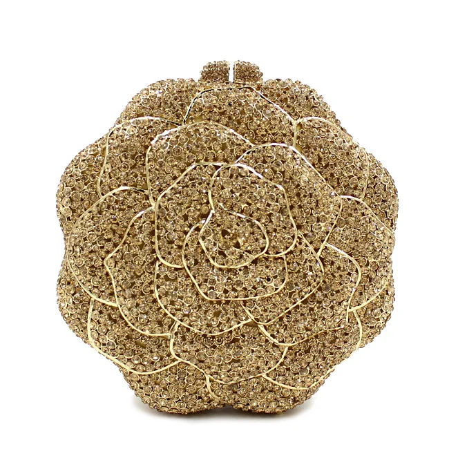 

Изысканный дизайн с розами, сумки с кристаллами, полная сумка со стразами, полая металлическая вечерняя женская вечерняя сумка с бриллиантами