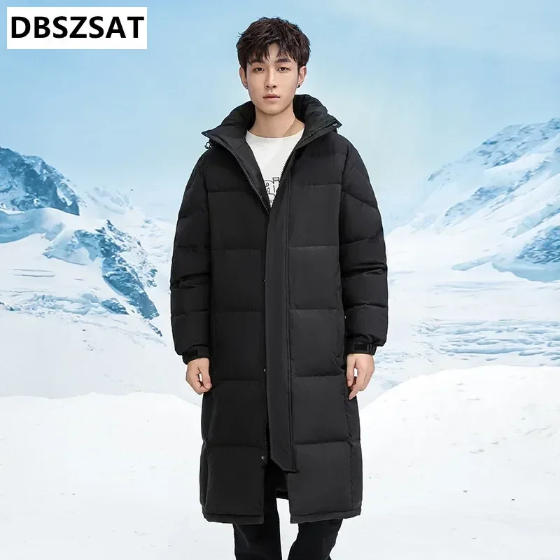 2028 XK New Winter  Long Duck Down Coats Man Hooded Thicker Warm Casual  Jackets High Quality Man Long Winter Coats Clothing 4X