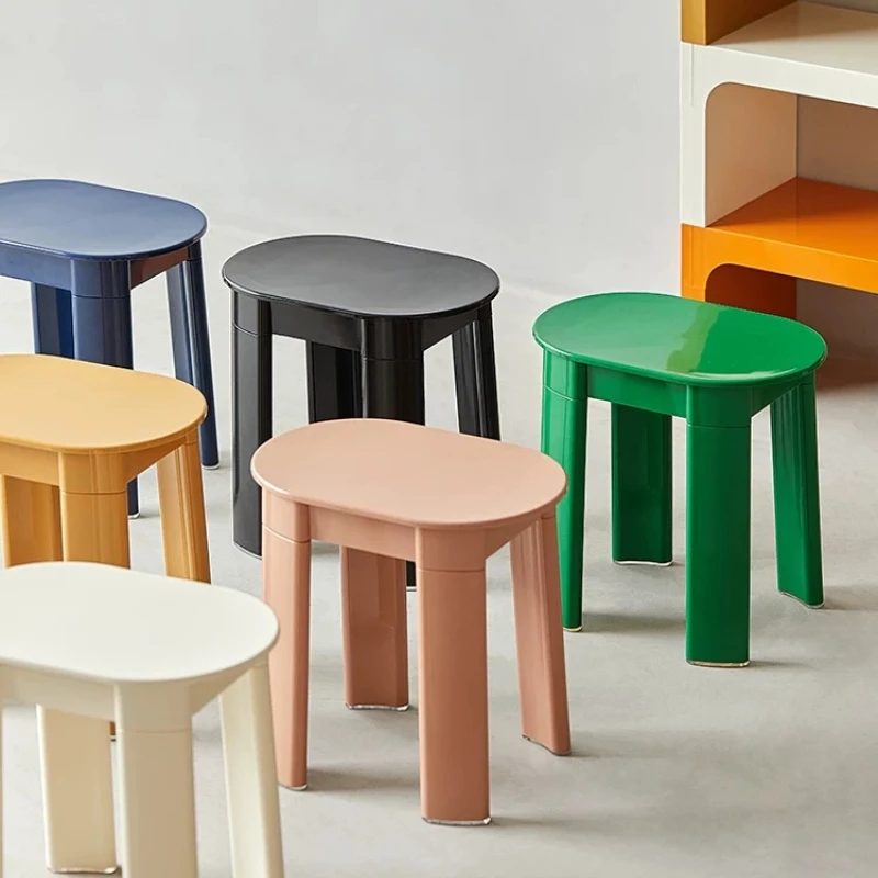 

Medieval low stool small apartment plastic stool household thickened round simple dressing