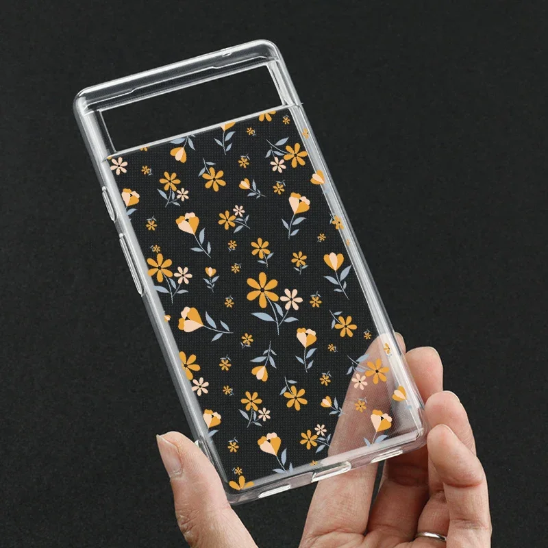Neu für Google Pixel 8 Fall schöne Blumen blatt Fall für Pixel 7a 7 Pro 6a 6 6pro 5g niedlichen Cartoon Blume Soft Clear Cover Fundas