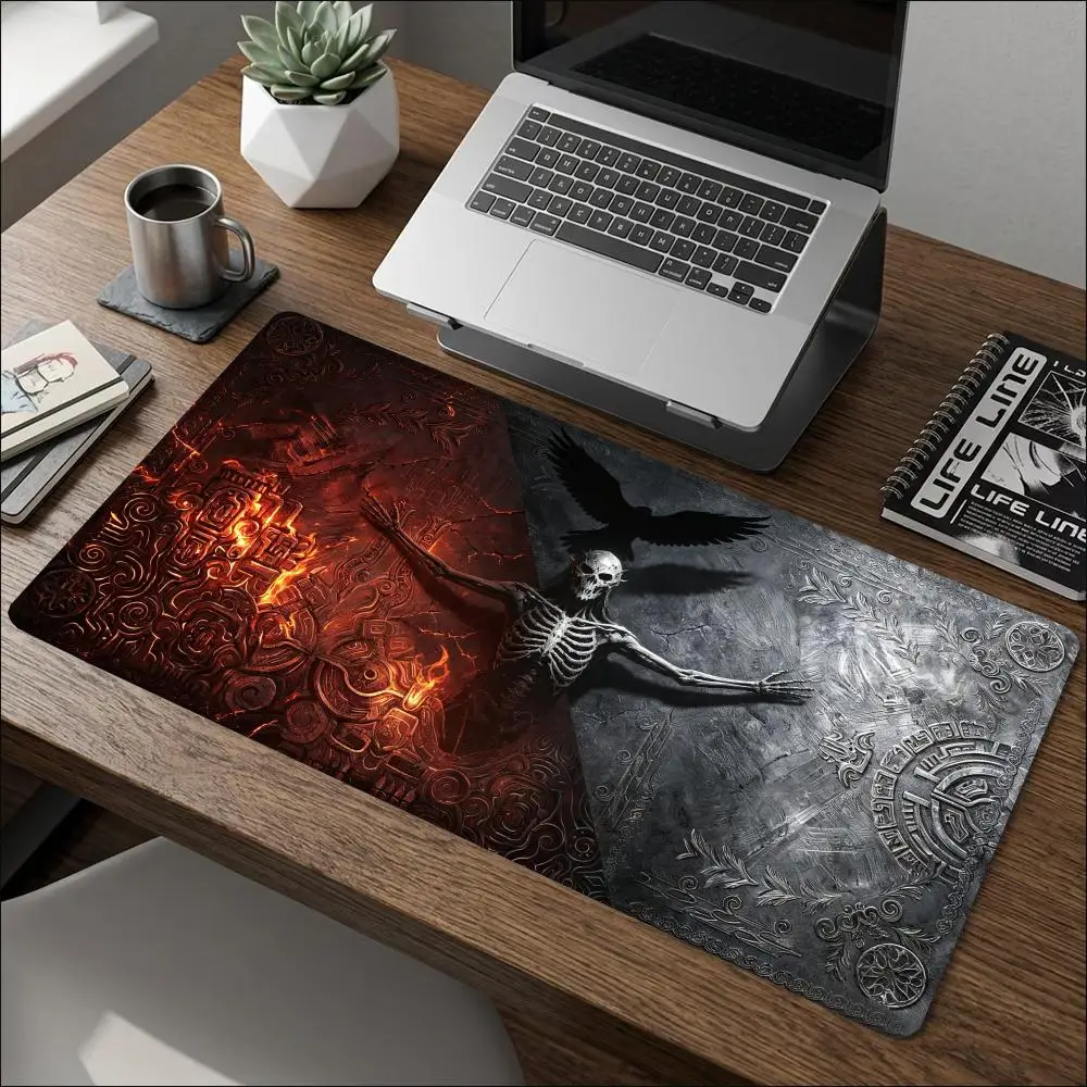 Antique Stone Texture Epic Dark Mysterious Figure Stylish Large Table Playmat For Gaming Office Workspace