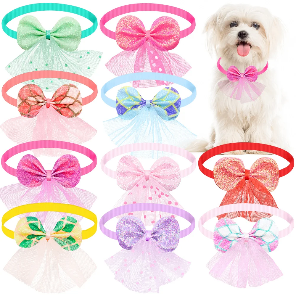 60/120PCS Dog Hair Bows 2022 NEW Flash Skirt Trim Dog Bow Tie Grooming Pet Accessories Free Shipping Items Pet Shop