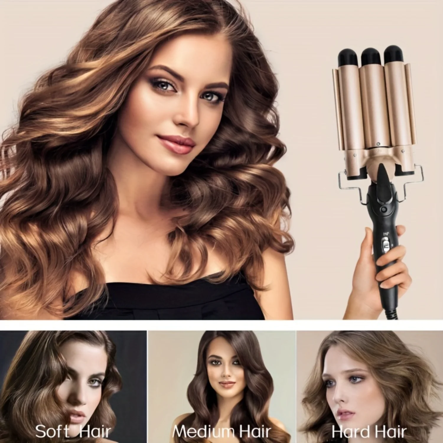 あなたのヘアスタイルを活性化させましょう！ ユニバーサル 3 バレル セラミック ヘアアイロン - 使いやすく、すべての髪質に最適、耐久性があり、バッテ不要