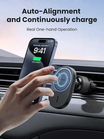 Беспроводное автомобильное зарядное устройство UGREEN 15W с держателем для телефона, быстрой зарядкой и автоматическим выравниванием, крепление на воздуховод