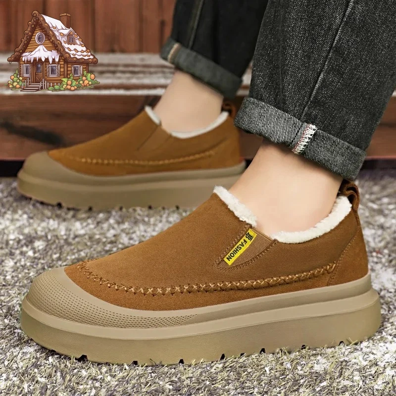 Nuovi stivali da neve caldi antiscivolo con suola spessa da uomo invernali che aumentano l'altezza, scarpe casual versatili in cotone spesso