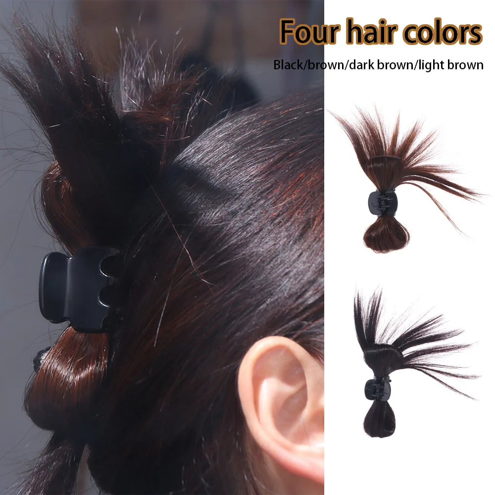 

Lazy Scrunchie Ball Head Wig Korean Style Highlight Claw Clip Shuttlecock Head Natural Chignon Double Meatball Hair Hair styling