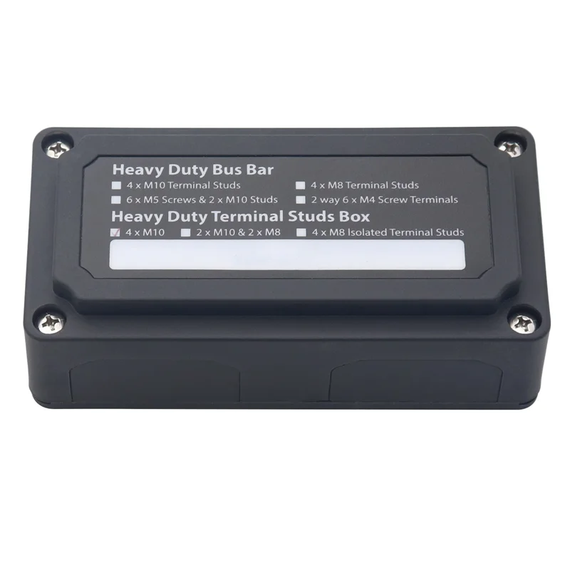 

Эффективный распределительный блок шины шины 200А с клеммными шпильками 4 X M10 (3/8 дюйма) для автомобиля, лодки, черные детали Acce