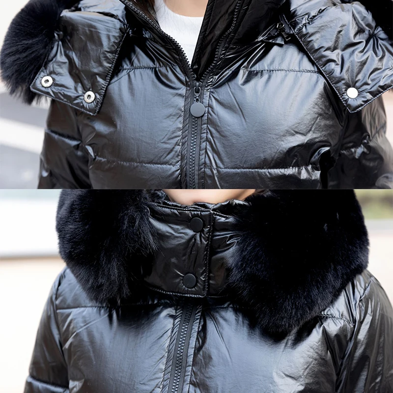 Fake Fur Womens Parkas Belt Black Outwear Autumn Winter Hooded Coat Female Winter Jacket Women\'s Winter Down Jackets And Coats