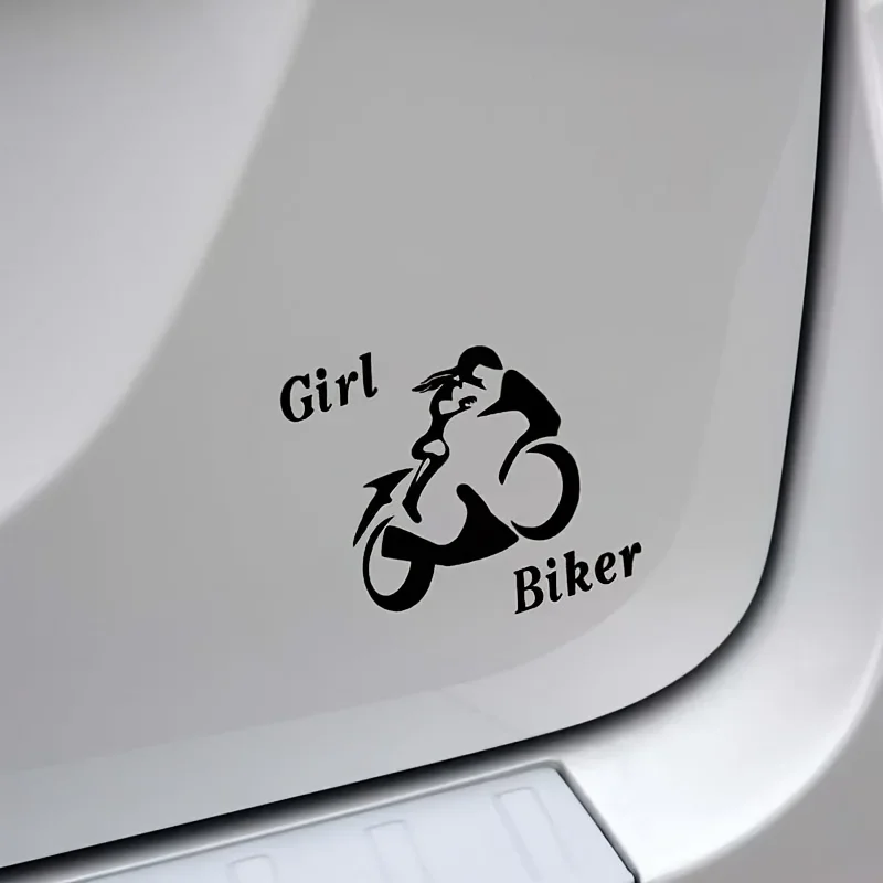 1Pc Girl Biker Silhouette Vinyl Sticker, Waterproof Decal for Car Window Body & Motorcycle Vehicle Exterior DIY Decor