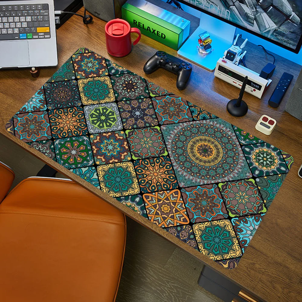 Moroccan Pattern Gamer Desk Mat Pk Control Mouse Pad 900x400 Mousepad Anime Pc Gaming Setup Accessories Computer Table Large Xxl