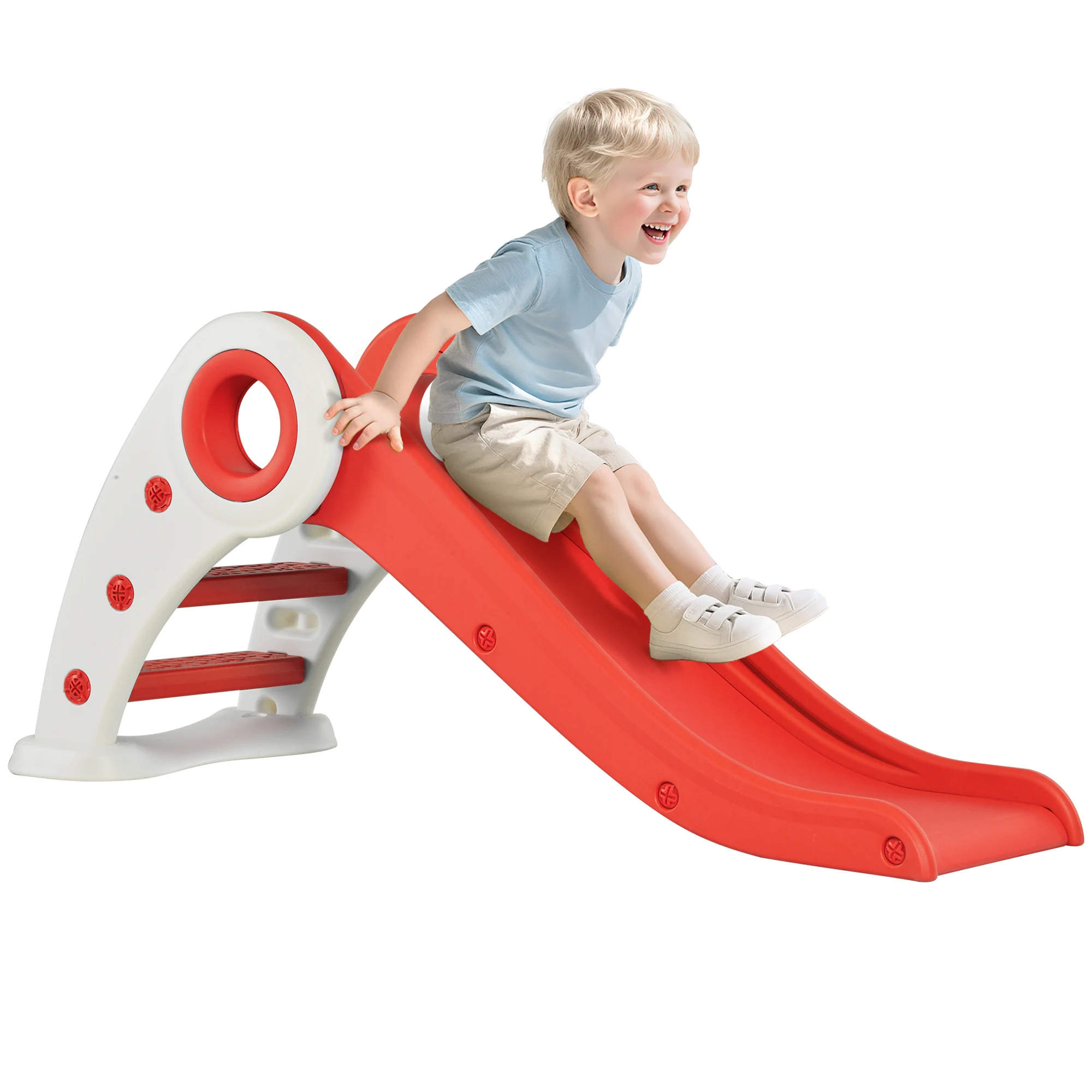 HOMCOM Tobogán Plegable para Niños de 18-36 Meses con Rampa Escalera 120x50x56cm