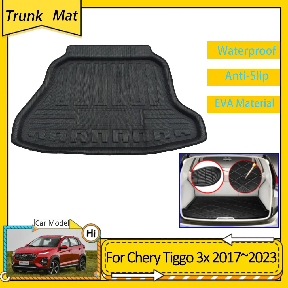 

For Chery Tiggo 3x 2 Plus 2017~2023 2018 Accsesories Car Rear Trunk Mats Luggage FLoor Boot Tray Anti-slip EVA Waterproof Carpet