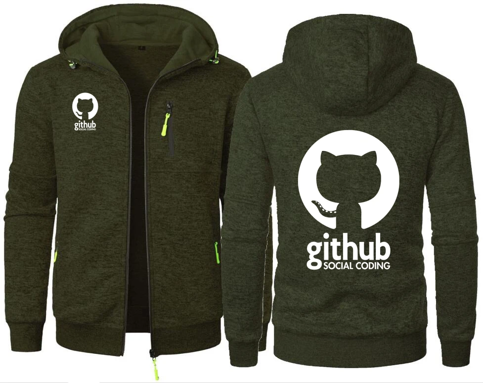 مبرمج Github الترميز الاجتماعي المد جاكار جاكيتات هوديس معاطف Git Hub الرجال البريدي سترة مقنعين البلوز الشارع الشهير 55GHH