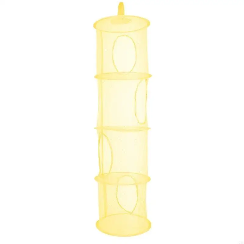 97QD Pendure malha malha Organizador Bag dobrável Brinquedo Espaço Economizador 4 Níveis para Crustão para Crianças x