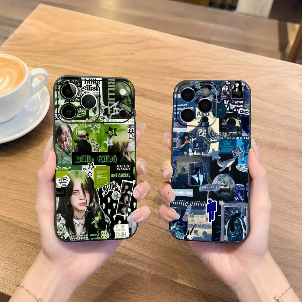 Coque de téléphone souple en silicone pour iPhone 17 16 15 14 13 12 11 X XR Plus Pro Max Plus, motif Billie Eilish, best-seller