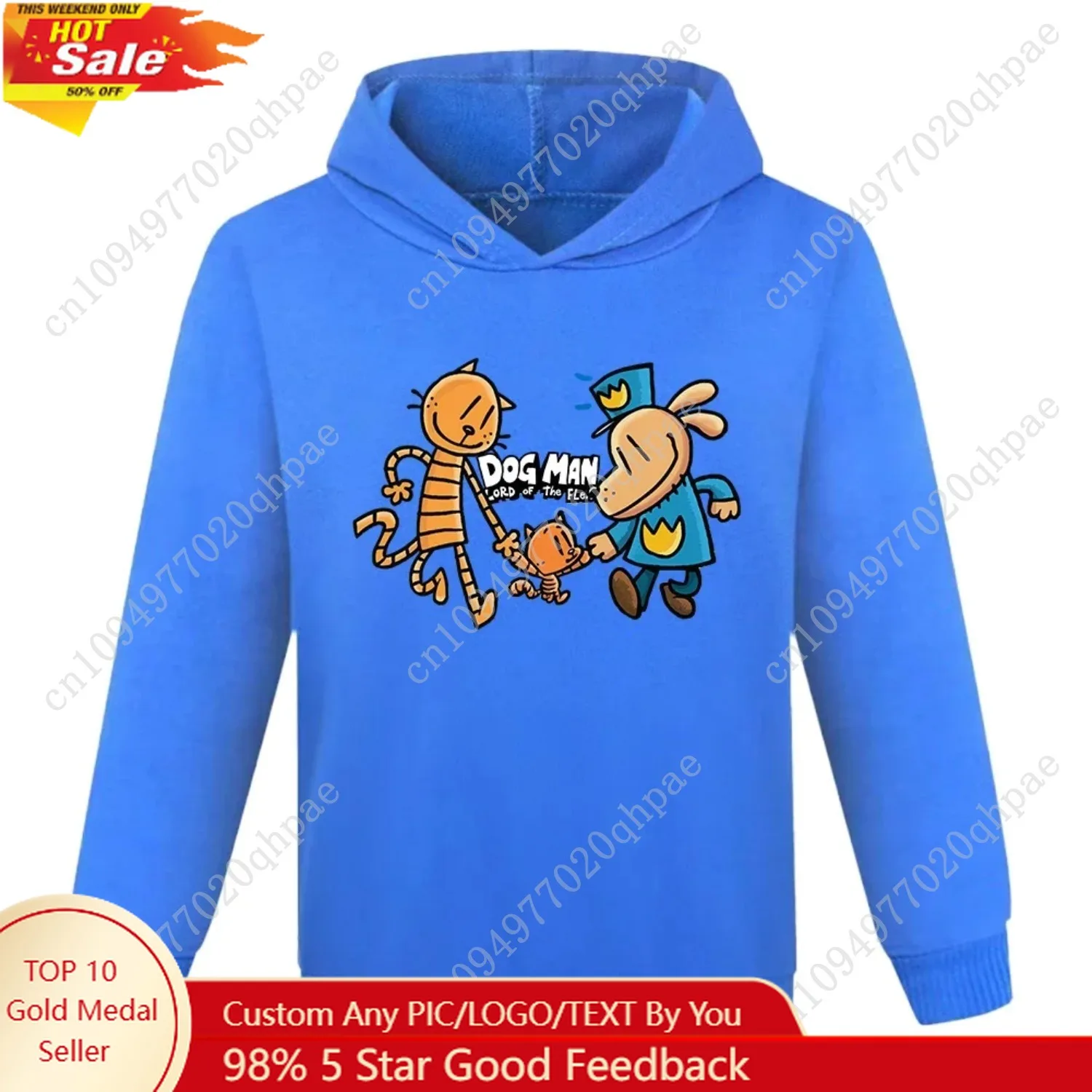 

Dogman Kids Hoodie Sweatshirt Toddler Boy Girl Spring Hooded Cartoon Dog Man Printed Long Sleeve Shirt Clothes Christmas Gift