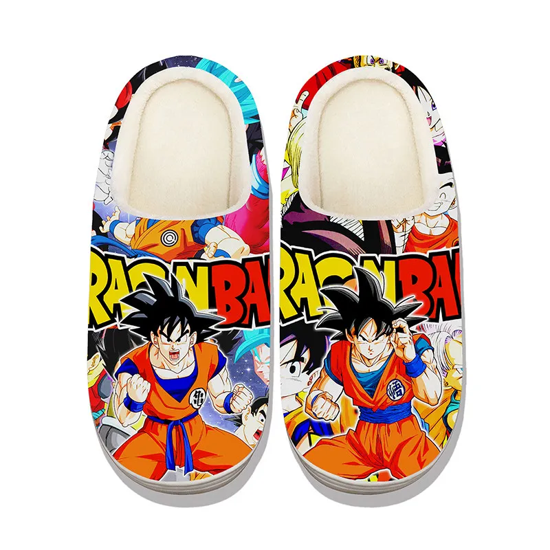 Anime Home Slippers Goku Master Roshi Demon Slayer Characters Full Print Warm Soft Slippers Anti-Slip Sole Indoor Bedroom Shoes