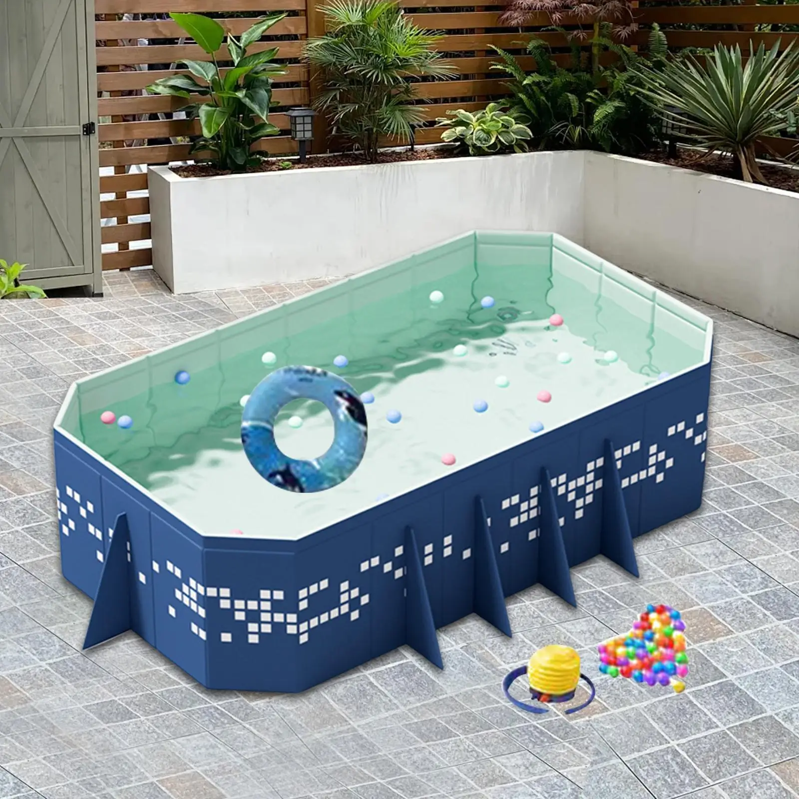 

Non Inflatable Swimming Pool Versatile Portable Lightweight Pets Bath Tub for Indoor Outdoor Garden Children Kids Adults Summer