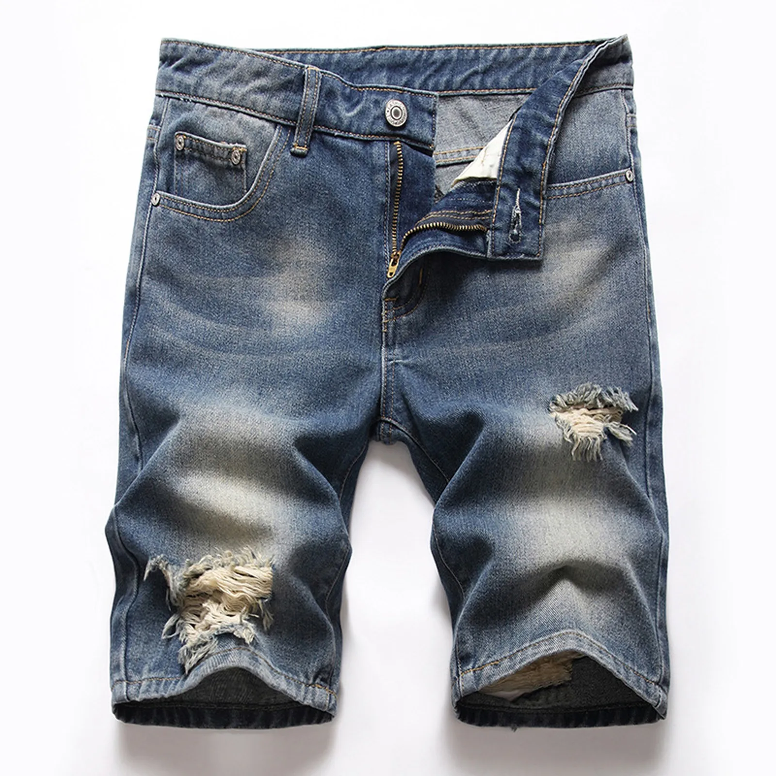 Size Casual Distressed Retro Men's Shorts Denim Men's pants Band Size