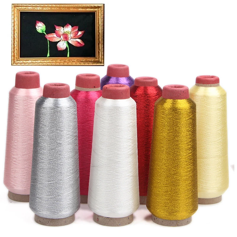 3600M/Roll Polyester Metallic Cross Stitch Silk Yarn Colorful Gold Silver Embroidery Machine Threads Spools Sewing Woven Line