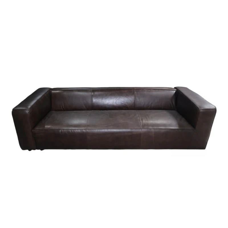 

Furniture Antique Brown 3-person Living Room Sofa Removable Armrest
