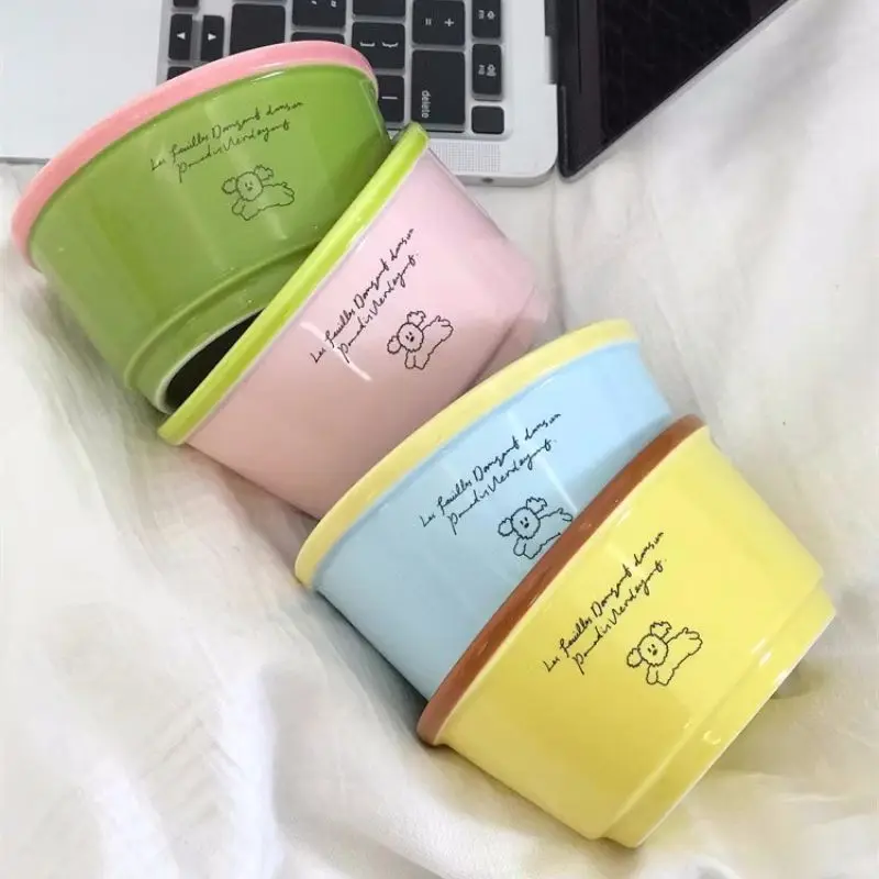 Cute Dog Cartoon Miska ceramiczna Gospodarstwo domowe 2024 Nowa miska do ryżu o wysokiej urodzie Makaron w zupie Makaron Para Śniadanie Miska na owsiankę