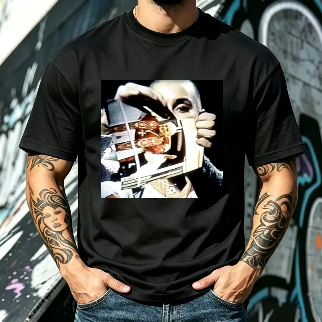 washed T Shirt Sinead O'connor Pope Incident Size S M L 234XL CG564Model vintage Washed Casual Versatile streetwear Breathable