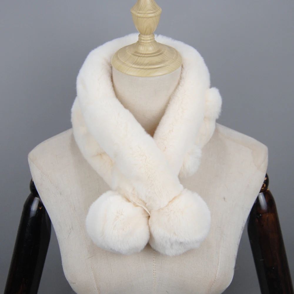 New Lady Quality 100% Real Rabbit Fur Muffler Women Winter Warm Real Rex Rabbit Fur Scarf Natural Knitted Rex Rabbit Fur Scarves