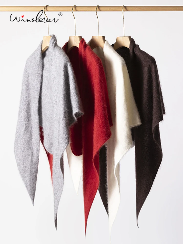 Winsleter-95.3% شال أنيق من صوف الأغنام 4.7% كشمير، الدفء، وشاح مثلث ناعم متعدد الاستخدامات للنساء، شتاء 2025 A5D714CC