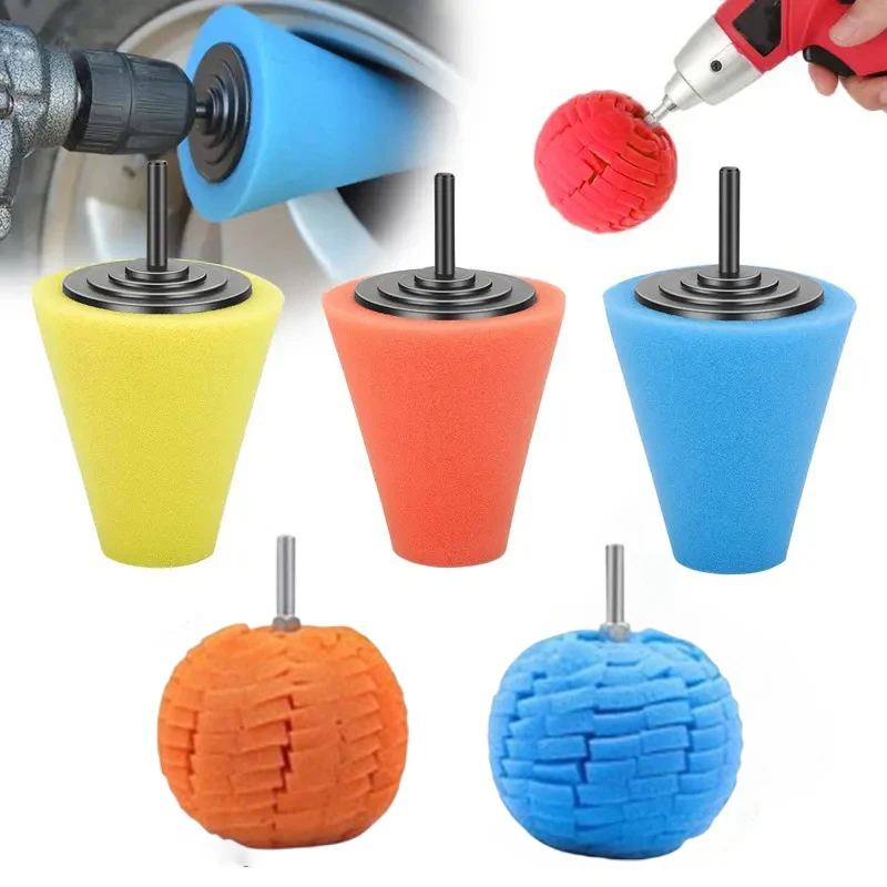 

1-10 шт. коническая полировальная губка, шлифовальная головка, авто ступица, очиститель обода, полировальный инструмент для детализации автомобиля, аксессуары