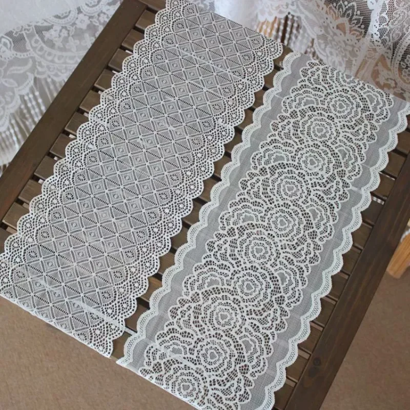 

Супер широкая эластичная кружевная лента, черно-белая, эластичная кружевная бейка, швейные аксессуары своими руками, украшение для дома, 2 ярда