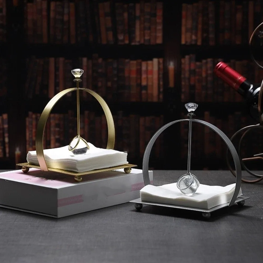 

Practical Modern Napkin Holder Square Iron Arch Bridge Napkin Dispenser Durable with Handle Tissue Storage Box Restaurant