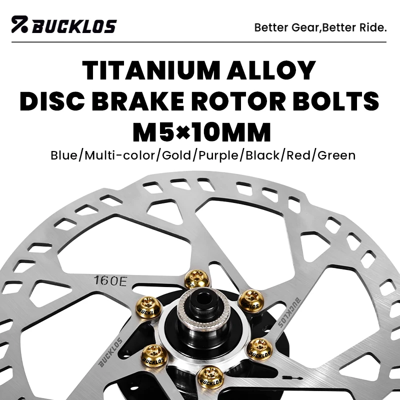 BUCKLOS M5x10MM Titanium Disc Brake Rotor Screws Titanium Alloy M5*10MM Bolts Bicycle Disc Rotor Fastener for Mountain Road Bike view 2