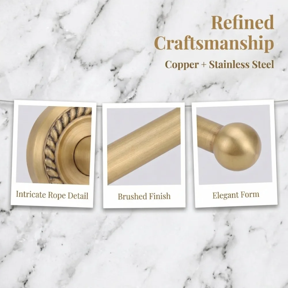 

Bathroom Accessories Copper Towel Rack Antique Gold Single Rod Towel Bar Wall Mounted Twisted Pattern Towel Shelf Hotel Home
