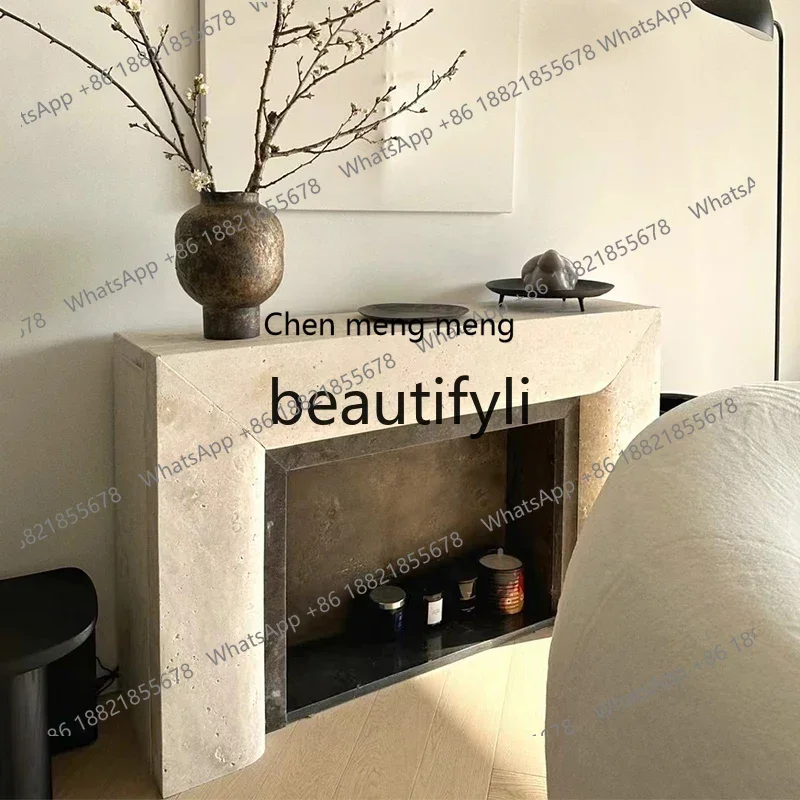G Marble fireplace French retro natural travertine fireplace medieval stone mantel