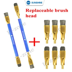 Sunshine SS-022D Double Head Brush For Phone Motherboard IC Chip Glue Clean And Corrosion Removal Rust Prevention Steel Brush