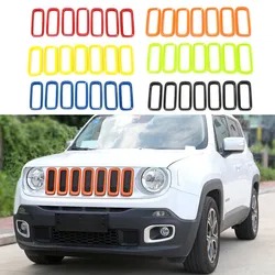 Sansour ABS Car Exterior Insert Trim Front Grille Cover Ring Decoration Stickers For Jeep Renegade 2015-2018 Car Styling