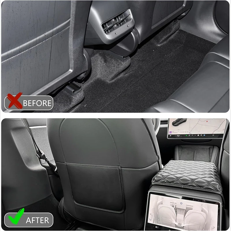 Car Seat Back Anti Kick Pad For Tesla Model YL 6-Seater Leather Full Surround Seat Back Anti Scratch Protector Car Accessories