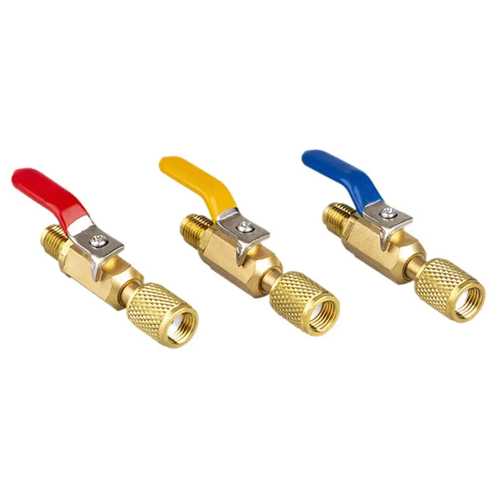 3 шт./комплект, прямые шаровые клапаны для шлангов кондиционера, 1/4 дюйма