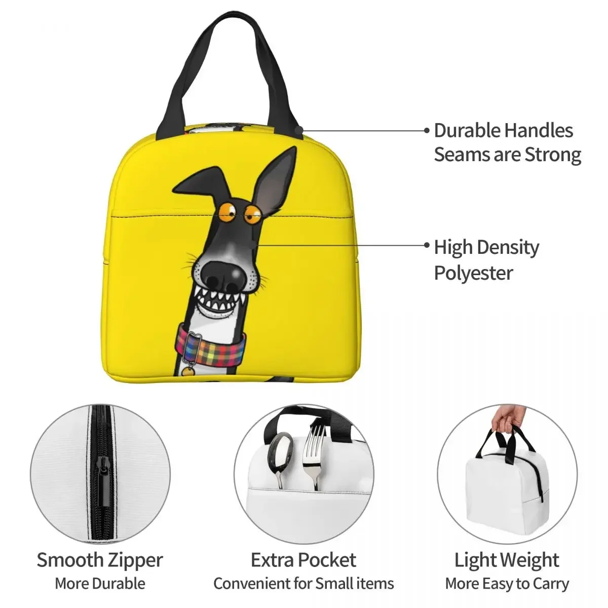 Greyhound Ears Big Red Insulated Lunch Bags Resuable Picnic Bags Thermal Cooler Lunch Box Lunch Tote for Woman Work Children