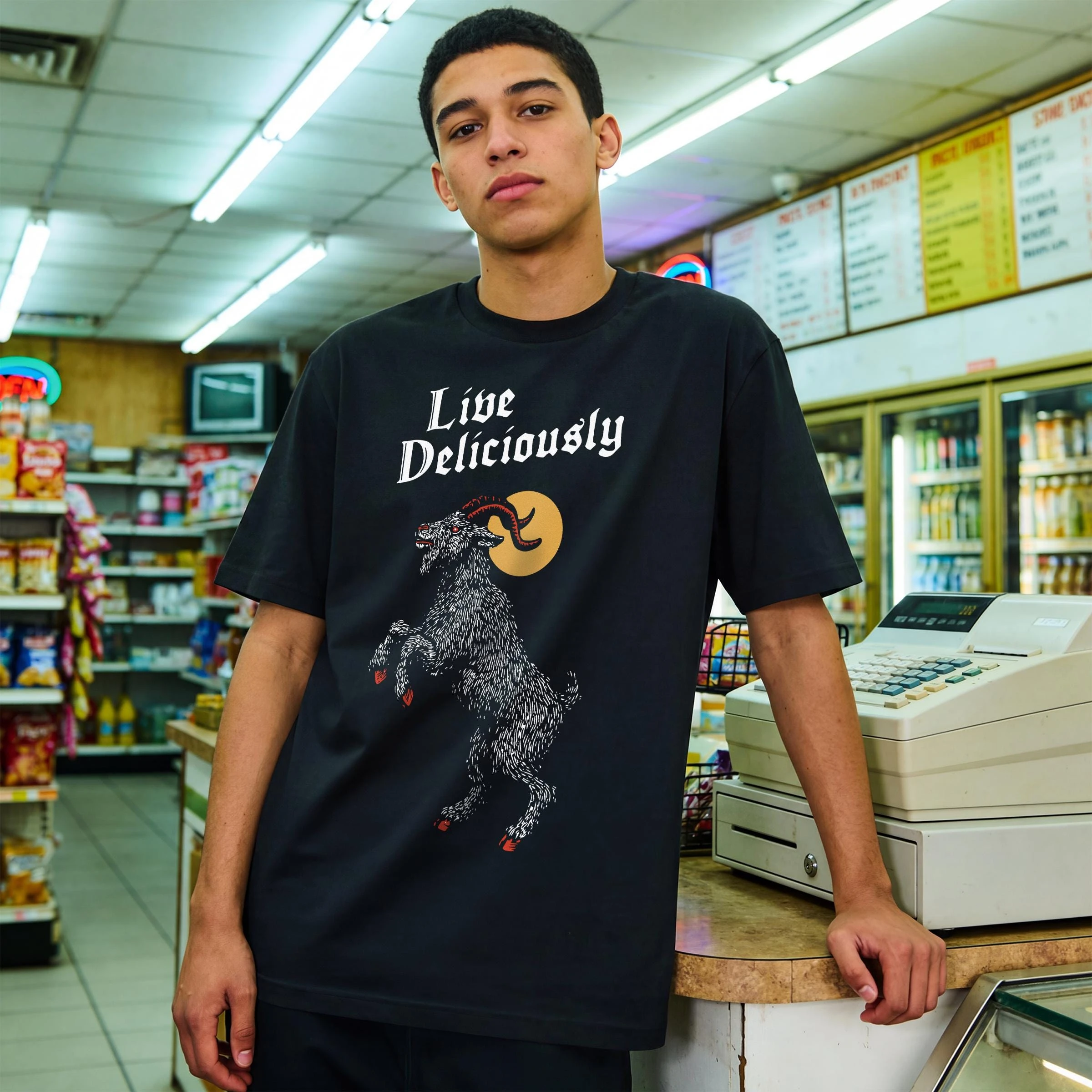 Black Philip Live Deliciously T-Shirt, Horror Movie Graphic Tee for The Witch