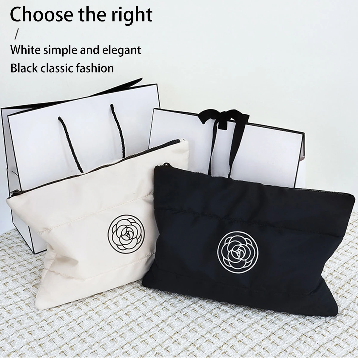 Пуховая хлопковая косметичка для рук с цветочным принтом камелии, портативная косметичка большой емкости с высоким уровнем внешнего вида, дорожная косметичка