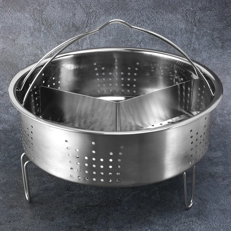 ABVT-3Pcs/Set Pressure Cooker Accessories Stainless Steel Steam Basket With Egg Steamer Rack, Divider For Kitchen Cooking