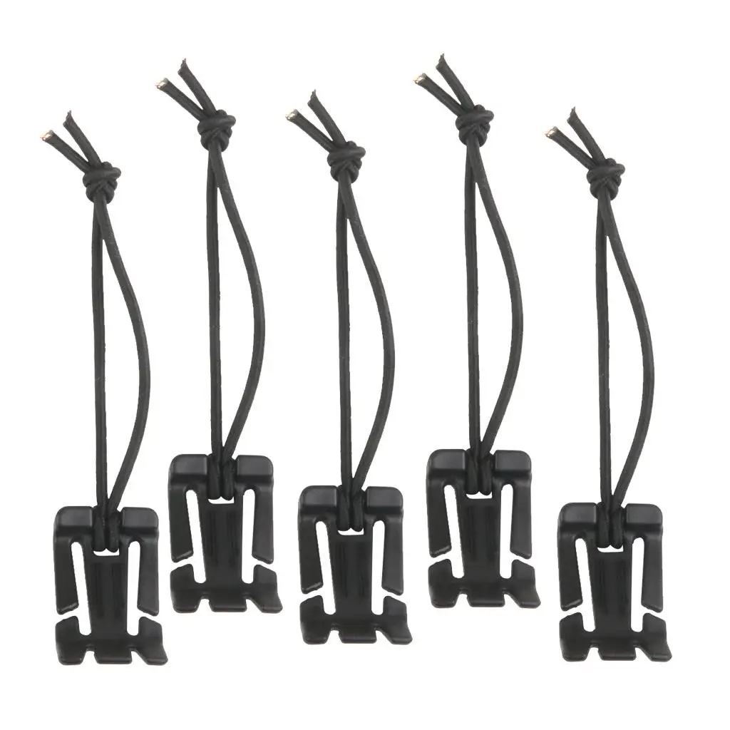 Outdoor Backpack Accessory - Elastic Cord Hang Buckle Clip Pals Molle Webbing,Pack of 5,Black